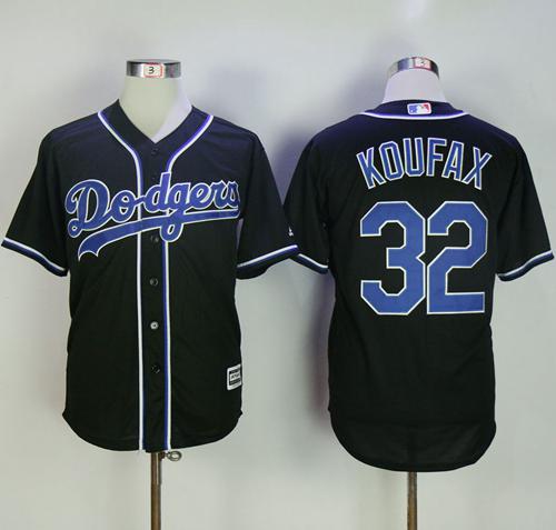 Dodgers #32 Sandy Koufax Black Fashion Stitched MLB Jersey - Click Image to Close